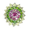 Image 2 : Natural Rhodolite Garnet Peridot Ring