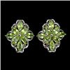 Image 1 : Natural Green Peridot & Sapphire Earrings