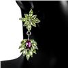 Image 2 : Natural Rhodolite Garnet  & Peridot Earrings