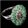 Image 3 : Natural Columbian Emerald Chrome Diopside Ruby Ring