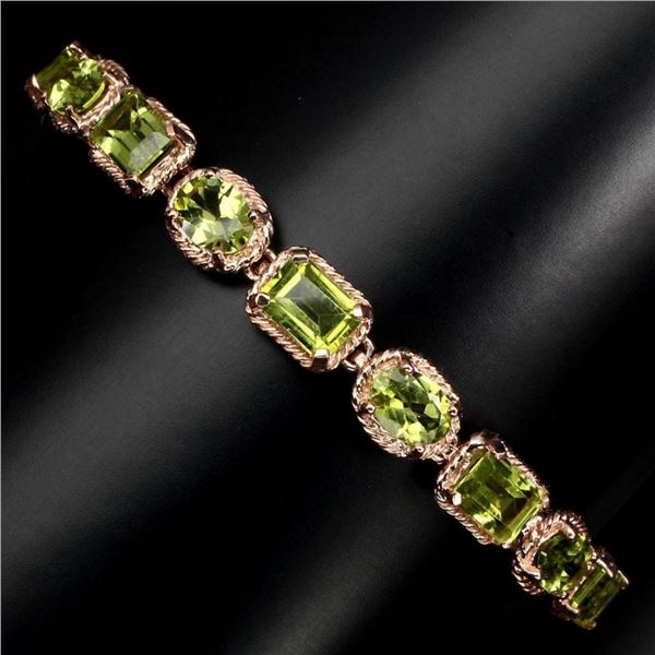 Natural 7x5 mm Top Rich Green Peridot Bracelet