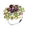 Image 2 : Natural Rhodolite Garnet  Peridot Tourmaline Ring