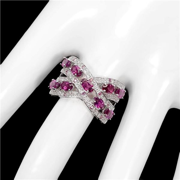 Natural Cross Pink Rhodolite Garnet Ring