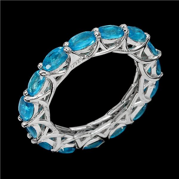 Natural Brazil Paraiba Blue Apatite Eternity Ring