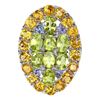 Image 2 : Natural Peridot Citrine Tanzanite Ring