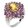 Image 2 : Natural Citrine & Rhodolite Garnet Ring