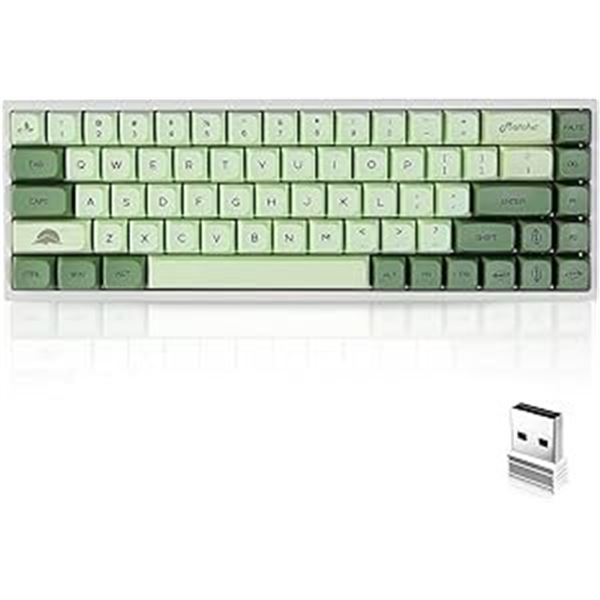 Lot of 1 Boyi 68 Keys NKRO Bluetooth Mechanical Gaming Keyboard - Matcha Green