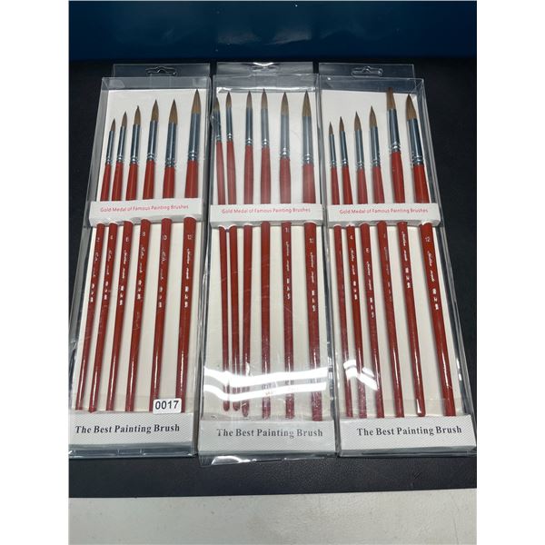 Lot of 3 Multi-Packs of Artist Red Sable Paint Brushes