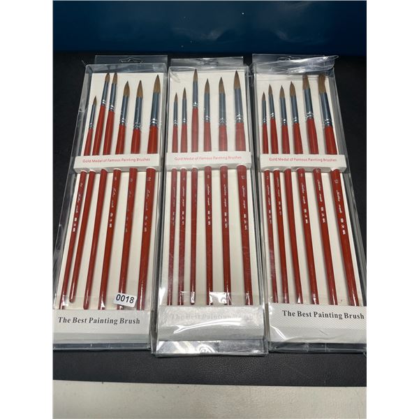 Lot of 3 Multi-Packs of Artist Red Sable Paint Brushes
