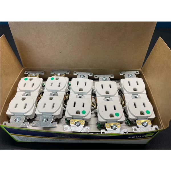 Lot of 1 Multi-Pack Box of Leviton Wall Outlet Receptacles - 10 PCS