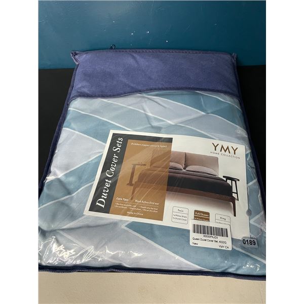 Lot of 1 YMY Home Collection Full/Queen Size Duvet Cover Set - Blue ZigZag Design