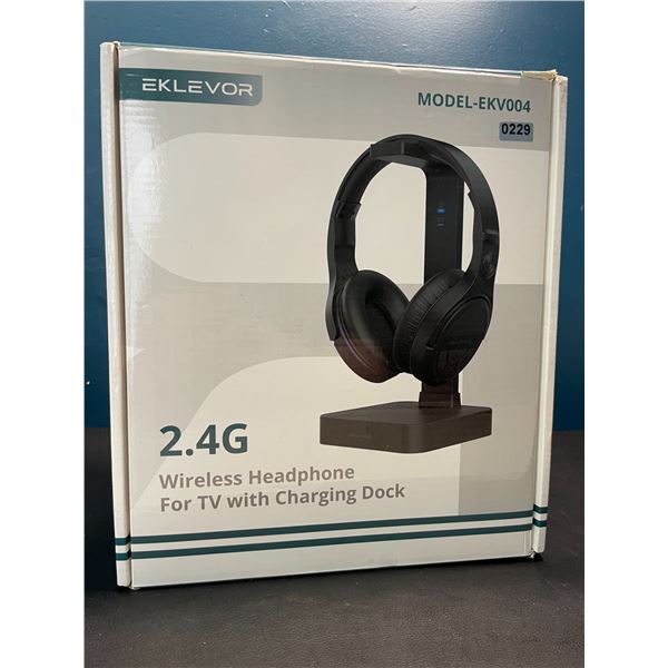 Lot of 1 Eklevor EKV004 2.4G Wireless Headphone for TV with Charging Dock - Brand New Sealed!