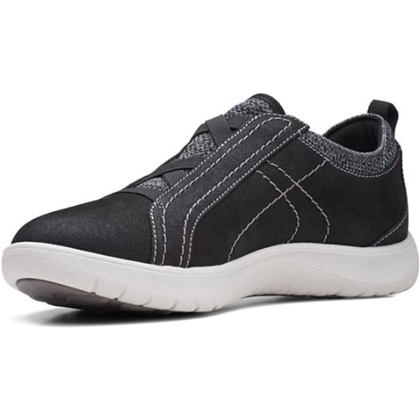 Lot of 1 Pair of Clarks Cloudsteppers - Adella Trace - Black Textile Slip-On Shoes - Size 8.5