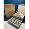 Image 2 : Lot of 1 Grey Leather 3-Layer Jewelry Box/Jewelry Organizer - Brand New!