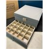 Image 3 : Lot of 1 Grey Leather 3-Layer Jewelry Box/Jewelry Organizer - Brand New!