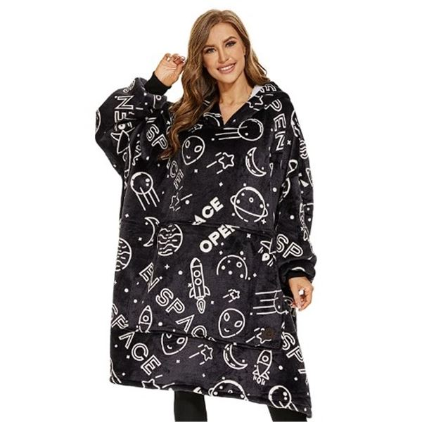 Lot of 1 Three-Poodle Super Soft Wearable Oversized-Hoodie "Snuggie" Blanket for Adults - Brand New!