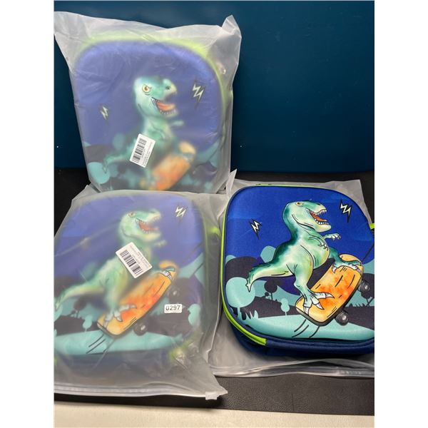 Lot of 3 Dinosaur Insulated Kids Lunch Bags