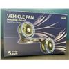 Image 1 : Lot of 1 5-Inch blade Double-Head Vehicle/Car Fan - 12V Fan w/ 2 USB Ports