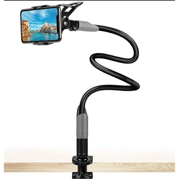 Lot of 2 Canjoy Gooseneck Flexible Phone Holders w/ Base Clamp