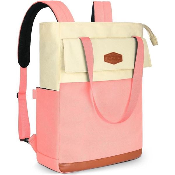 Lot of 1 Srybem Convertible Laptop tote Bag/Backpack - 16 inch - Waterproof - Light Pink