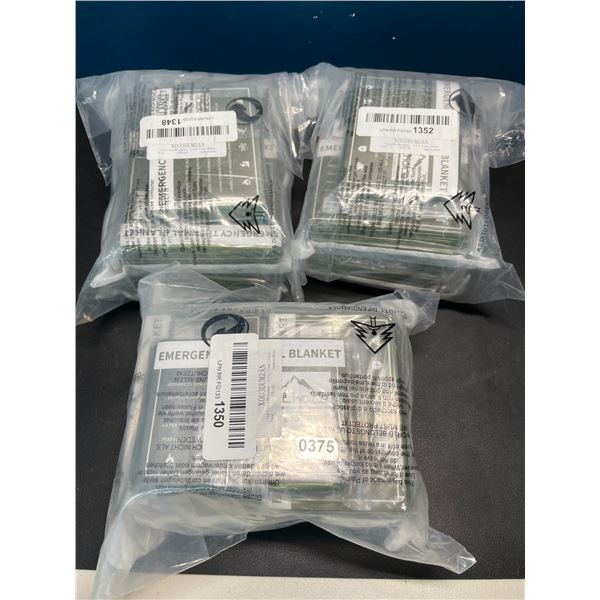 Lot of 3 Multi-Packs of Emergency Thermal Blankets - 10PCS per pack/30 total (Green)