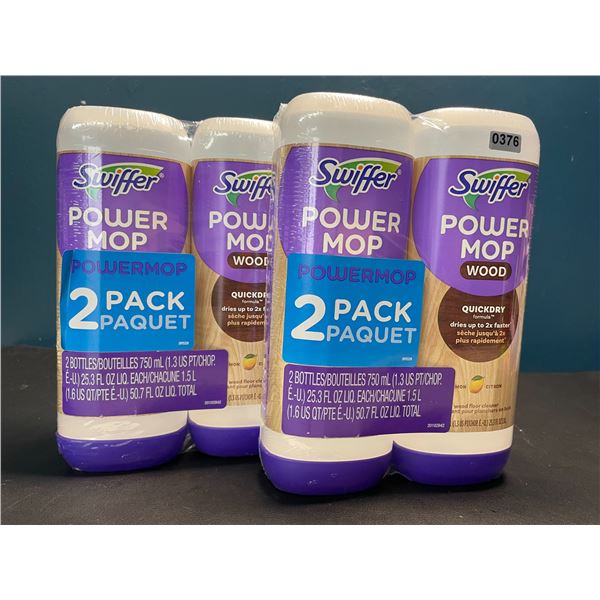 Lot of 2 Double-Packs of Swiffer Power Mop Refills/Floor Cleaner - 4 Bottles Total - Lemon Scent