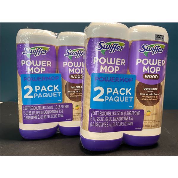 Lot of 2 Double-Packs of Swiffer Power Mop Refills/Floor Cleaner - 4 Bottles Total - Lemon Scent