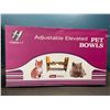 Image 1 : Lot of 1 Set of Adjustable Elevated Pet Food Bowls - Bamboo Wood