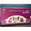 Image 1 : Lot of 1 Set of Adjustable Elevated Pet Food Bowls - Bamboo Wood