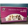 Image 1 : Lot of 1 Set of Adjustable Elevated Pet Food Bowls - Bamboo Wood