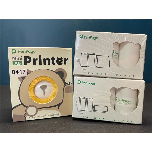 Lot of 1 PeriPage Mini A6 Portable Bluetooth Thermal Printer - Brown - New Sealed