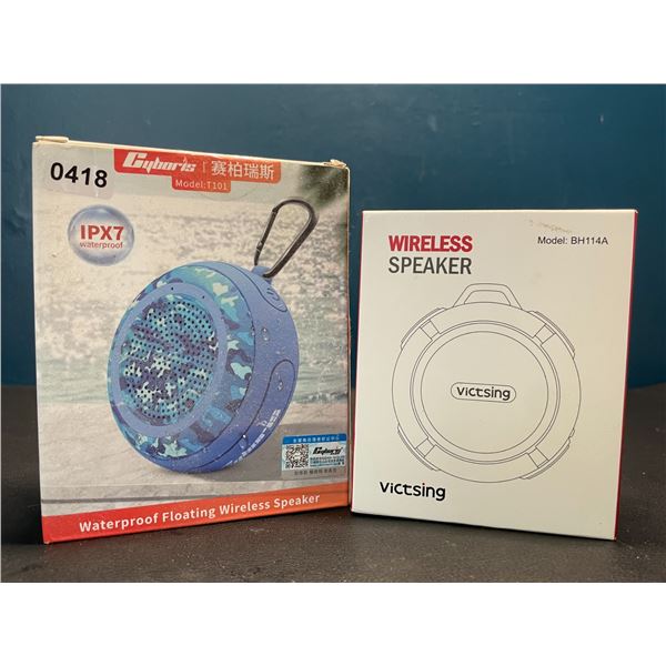 Lot of 2 Portable Bluetooth Waterproof Speakers - Brand New