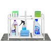 Image 3 : Lot of 1 Simple Houseware Under Sink Two-Tier Expandable Shelf/Organizer - White