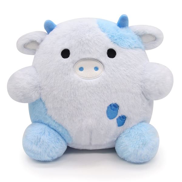 Lot of 3 Fuzzy Blue Cow "Squishmallow" Inspired Plushies - 8 inch