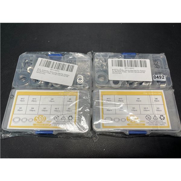 Lot of 4 Multi-Packs of Assorted Size Flat Washers - 580pcs per pacl