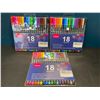 Image 1 : Lot of 3 Multi-Packs of Vitoler Fineliner Pens - 18 Colors Per Pack