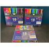 Image 1 : Lot of 3 Multi-Packs of Vitoler Fineliner Pens - 18 Colors Per Pack