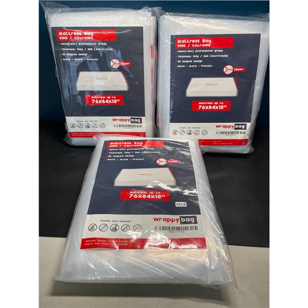 Lot of 3 Wrappy Bag Mattress Bags - King/California King Size