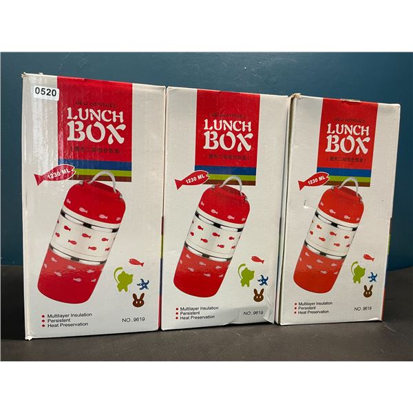 Lot of 3 Multi-Layer Lunch Boxes