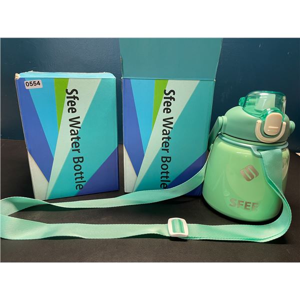 Lot of 2 Sfee Insulated Stainless Steel Water Bottles w/ Handle - 22oz - Mint Green