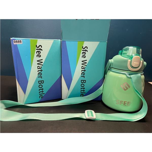 Lot of 2 Sfee Insulated Stainless Steel Water Bottles w/ Handle - 22oz - Mint Green