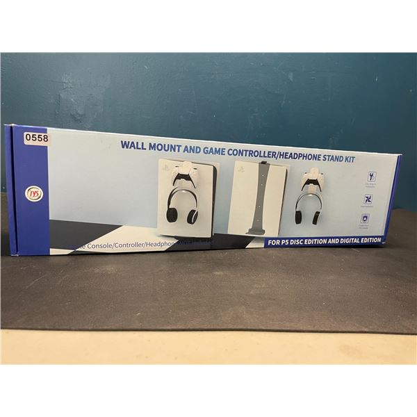 Lot of 2 Playstation 5 Wall Mount and Game Controller/Headphone Stand Kits