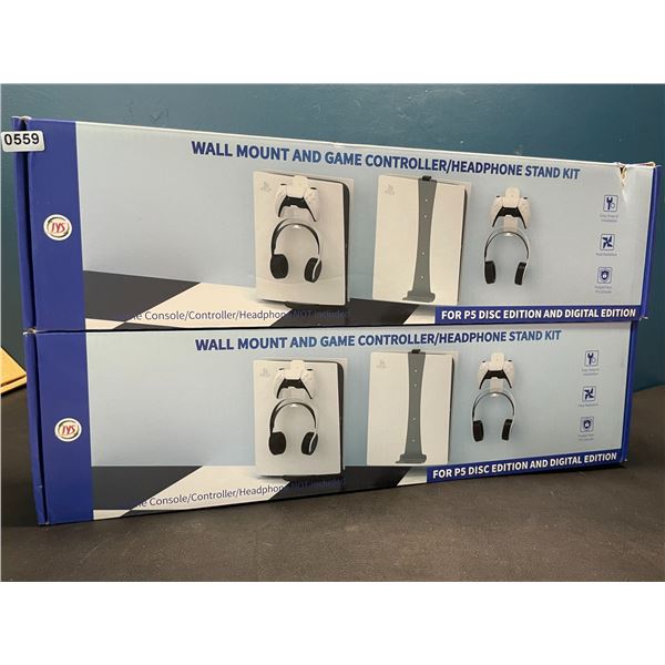 Lot of 2 Playstation 5 Wall Mount and Game Controller/Headphone Stand Kits