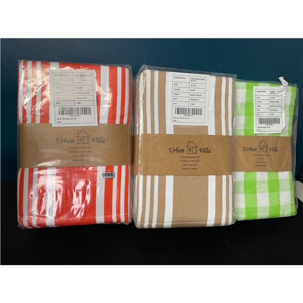 Lot of 3 Packs of Urban Villa Premium Oversized Dinner Napkins/Towels