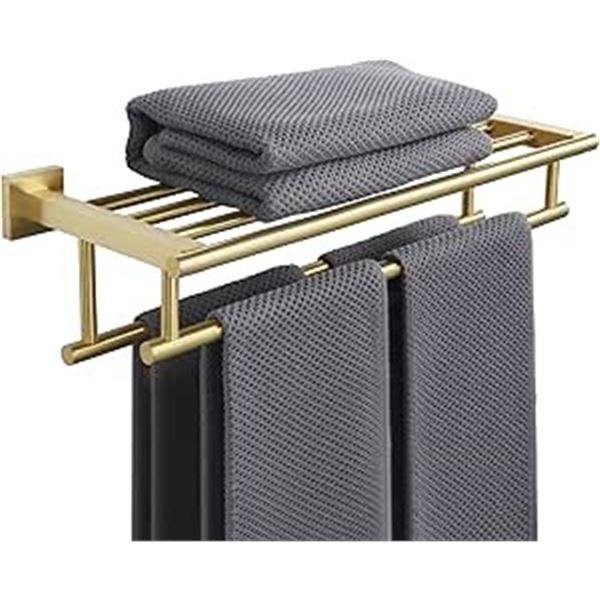 Lot of 2 Alise Home Towel Rack Hangers - Double Towel Rack Hangers - Gold - Brand New!