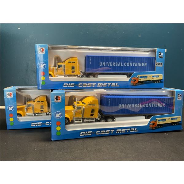 Lot of 3 Die Cast Metal Toy Semi Trucks