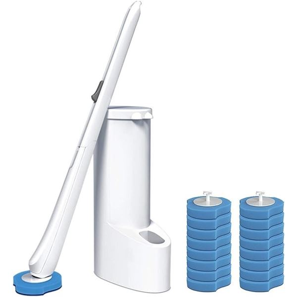 Lot of 3 Disposable Toilet Scrubber Starter Kits w/ Holder & Disposable Refills
