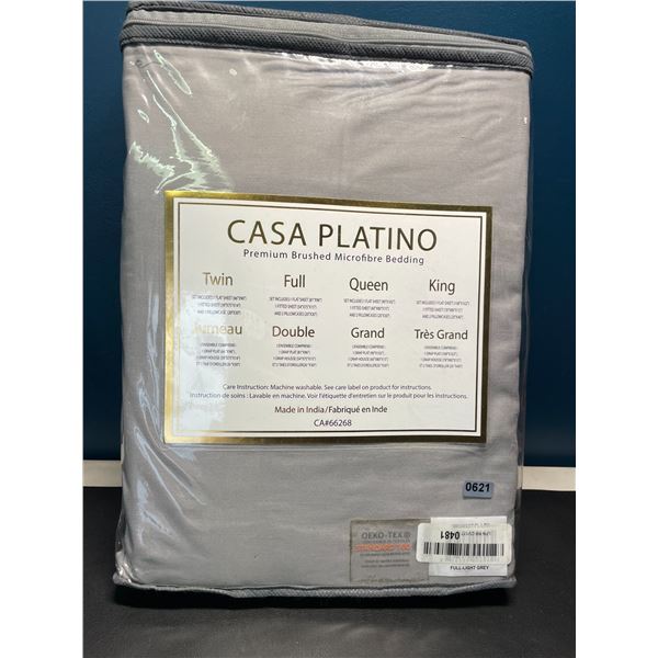 Lot of 1 Casa Platino Full Size Premium Brushed Microfibre 4PC Sheet Set - Grey