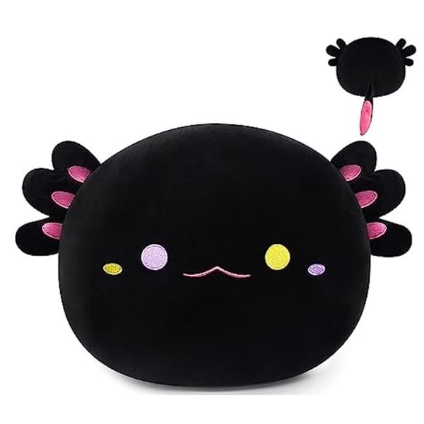 Lot of 2 Large "Squishmallow" Inspired Pillows/Stuffies - Black Axolotl