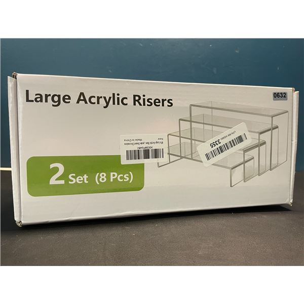 Lot of 1 Box of Large Acrylic Risers - 2 Sets (8 PCS) - Fro Displaying Trinkets, Cards/Collectibles